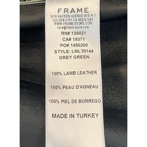 8-19 FRAME Men's 100% Lamb Leather Shorts Grey-Green Medium - Picture 4 of 6